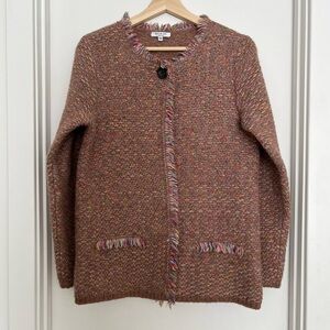 Gio & Gio Women's Knit Cardigan Sweater Size M Wool Blend Rainbow Boho Italian